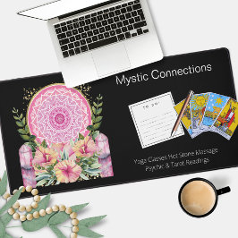 ピンクマンダラクリスタルフラワーエナジーヨガ霊気スパ デスクマット