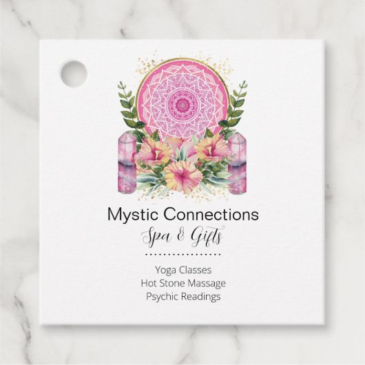 ピンクマンダラクリスタルフラワーエナジーヨガ霊気スパ フェイバータグ (正面)