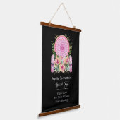 ピンクマンダラクリスタルフラワーエナジーヨガ霊気スパ 吊り下げ型タペストリー (傾斜あり)