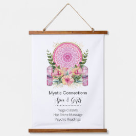 ピンクマンダラクリスタルフラワーエナジーヨガ霊気スパ 吊り下げ型タペストリー
