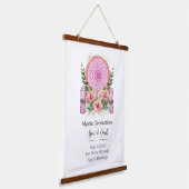 ピンクマンダラクリスタルフラワーエナジーヨガ霊気スパ 吊り下げ型タペストリー (傾斜あり)