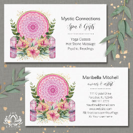 ピンクマンダラクリスタルフラワーエナジーヨガ霊気スパ 名刺
