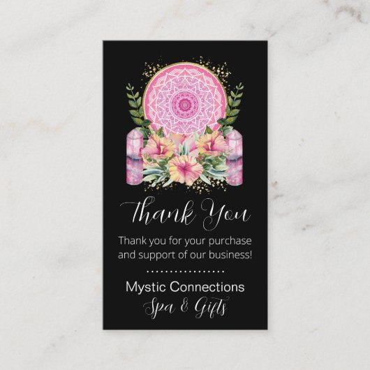ピンクマンダラクリスタルヨガ霊気スパありがとう 名刺 (正面)