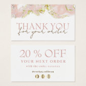 ピンクマーブリング感謝していデザインお客様の割引カード (正面&裏面)