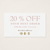 ピンクマーブリング感謝していデザインお客様の割引カード (裏面)