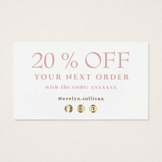 ピンクマーブリング感謝していデザインお客様の割引カード (裏面)