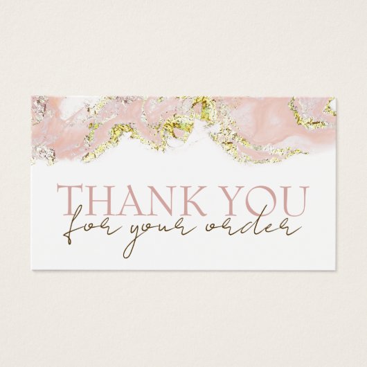 ピンクマーブリング感謝していデザインお客様の割引カード (正面)