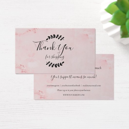 ピンクマーブルありがとうショッピング割引カード (デスク)
