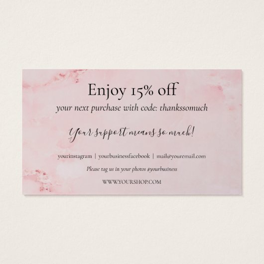 ピンクマーブルありがとうショッピング割引カード (裏面)
