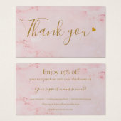 ピンクマーブルありがとうショッピング割引カード (正面&裏面)