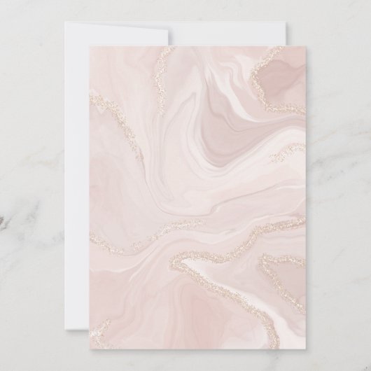 ピンクマーブルと金ゴールド離婚パーティーお祝い 招待状 (裏面)