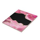 ピンクマーブルアゲートジェムストエレガントーンゴールデングリッター タイル (側面)