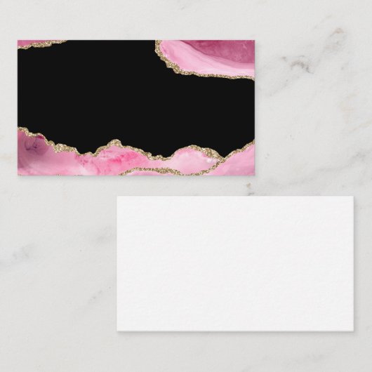 ピンクマーブルアゲートジェムストエレガントーンゴールデングリッター 名刺 (正面/裏面)
