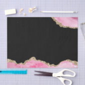 ピンクマーブルアゲートジェムストエレガントーンゴールデングリッター 薄葉紙 (クラフト)