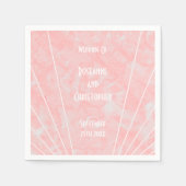 ピンクマーブルアールデコ結婚デザイン スタンダードカクテルナプキン (正面)