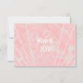 ピンクマーブルアールデコ結婚デザイン 出欠カード (正面)