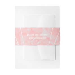 ピンクマーブルアールデコ結婚デザイン 招待状ベリーバンド