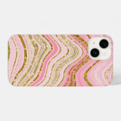 ピンクマーブルグリッター iPhoneケース (裏面横)