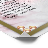 ピンクマーブルゴールデンパール結婚ズの座席 ポスター (角)