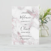 ピンクマーブルシンプル結婚式招待状 招待状 (スタンド正面)