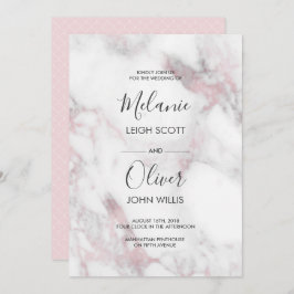 ピンクマーブルシンプル結婚式招待状 招待状