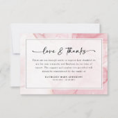 ピンクマーブルスクリプト悔やみや弔慰葬儀 サンキューカード (正面)