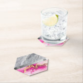 ピンクマーブルダイヤモンドグリッター紙コースター ペーパーコースター (インサイチュ)