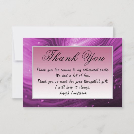 ピンクマーブルハッピーリタイアメントありがとうございました ノートカード (正面)