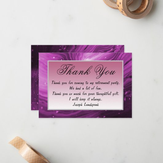 ピンクマーブルハッピーリタイアメントありがとうございました ノートカード (正面/裏面インサイチュ)