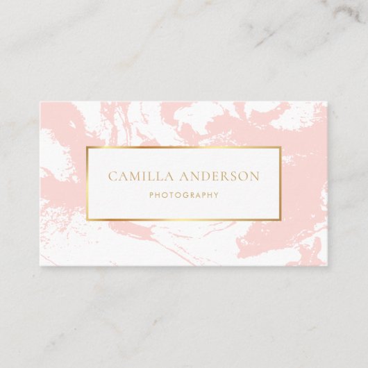 ピンクマーブルフェイクゴールドフォイル名刺 名刺 (正面)