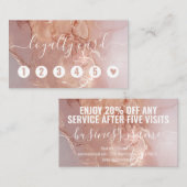 ピンクマーブルヘア爪、 ネイル美しいサロンロイヤリティカード ロイヤリティカード (正面/裏面)