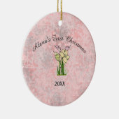 ピンクマーブルベビー初めてのクリスマス セラミックオーナメント (右)