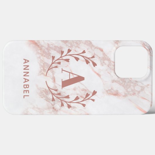 ピンクマーブルモノグラムアニーイニシャル&ネームカスタム Case-Mate iPhoneケース (裏面 (横))