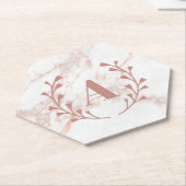 ピンクマーブルモノグラムイニシャル&ネームカスタムガールズ  ペーパーコースター (アングル)