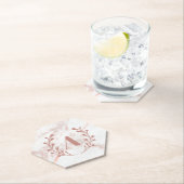 ピンクマーブルモノグラムイニシャル&ネームカスタムガールズ  ペーパーコースター (インサイチュ)