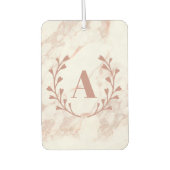 ピンクマーブルモノグラム任意のイニシャルと名前カスタムのCa カーエアーフレッシュナー (正面)