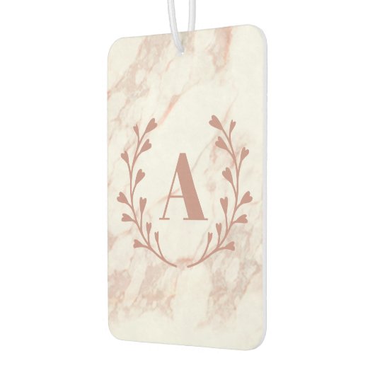 ピンクマーブルモノグラム任意のイニシャルと名前カスタムのCa カーエアーフレッシュナー (左)