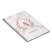 ピンクマーブルモノグラム任意のイニシャルと名前カスタム ノートブック (右側)