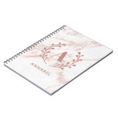 ピンクマーブルモノグラム任意のイニシャルと名前カスタム ノートブック (左側)