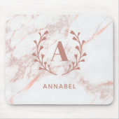 ピンクマーブルモノグラム任意のイニシャルと名前カスタム マウスパッド (正面)