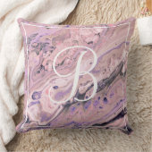 ピンクマーブルモノグラム装飾用クッション クッション (ブランケット)
