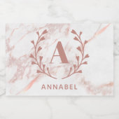 ピンクマーブルリースブライダルシャワーモノグラムミニ スパークリングワインラベル (シングルラベル)