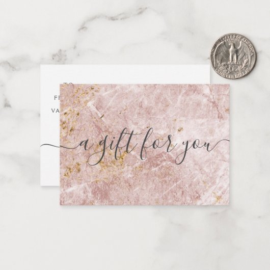 ピンクマーブル小規模企業のギフト証明書 ノートカード (正面/裏面インサイチュ)