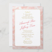 ピンクマーブル結婚式招待状金ゴールドサンゴ 招待状 (正面)