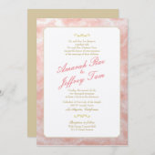 ピンクマーブル結婚式招待状金ゴールドサンゴ 招待状 (正面/裏面)