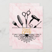 ピンクマーブル美しいサロングランドオープニング 招待状 (正面/裏面)