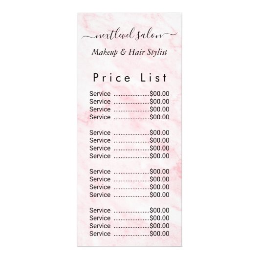 ピンクマーブル美しいサロン ラックカード (正面)