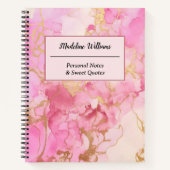 ピンクマーブル芸術的引用文 ノートブック (正面)