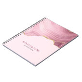 ピンクマーブル金ゴールドグリッター ノートブック (左側)
