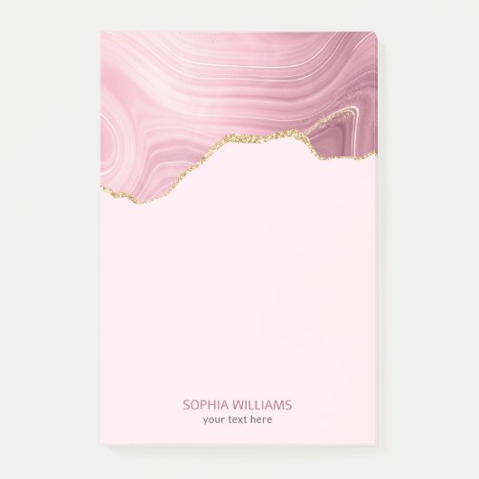 ピンクマーブル金ゴールドグリッター ポストイット (正面)